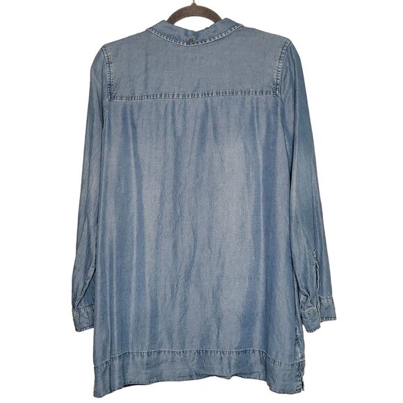 J. Jill Denim Women's Small Button Front Chambray Blouse Long Sleeve - Picture 2 of 8